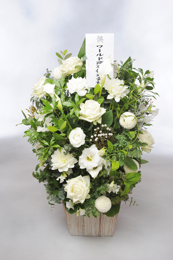 供花アレンジメント Lサイズ 白 グリーン系 供花 供花アレンジメント 開店祝いの花や胡蝶蘭などお祝いの花とフラワーギフトならビジネスフラワー